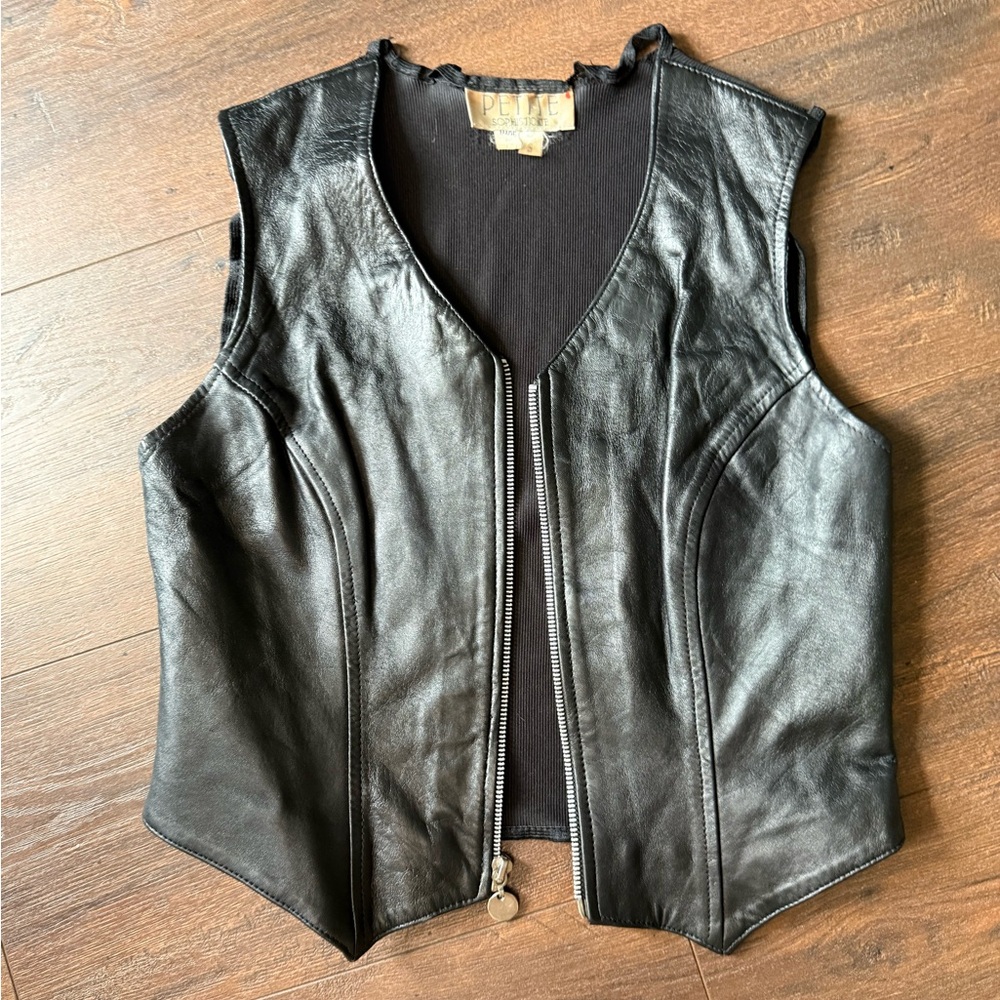 Petite Vintage Sophisticate Black Vest Sz M